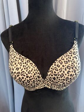 Leopard Print T-Shirt Bra - Beige and Black
